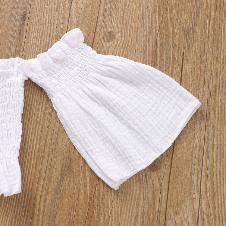 Girls One-shoulder Pleated Flared Sleeve Shorts Three-piece Suit