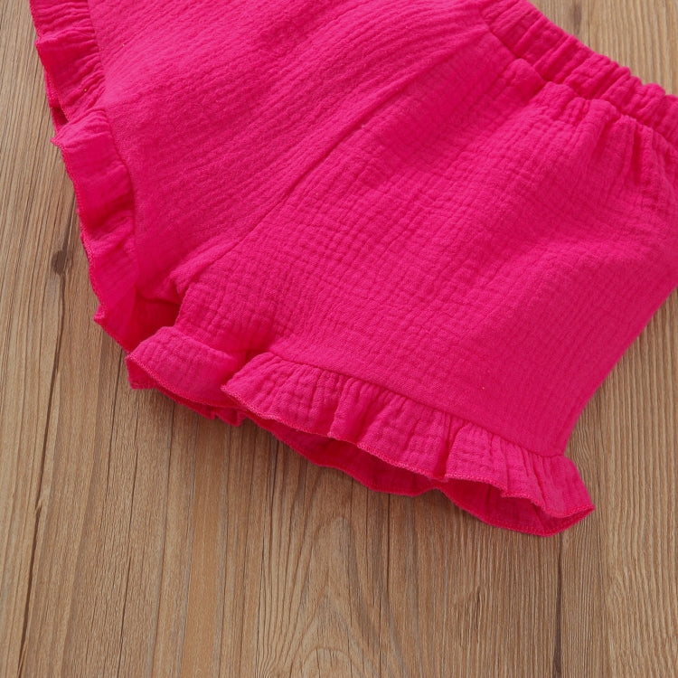 Girls One-shoulder Pleated Flared Sleeve Shorts Three-piece Suit