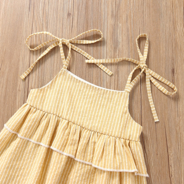 Girls Ruffled Camisole Denim Flared Pants Two-piece Suit