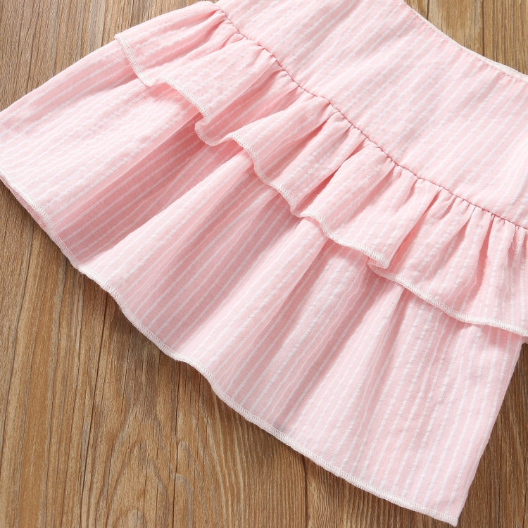 Girls Ruffled Camisole Denim Flared Pants Two-piece Suit