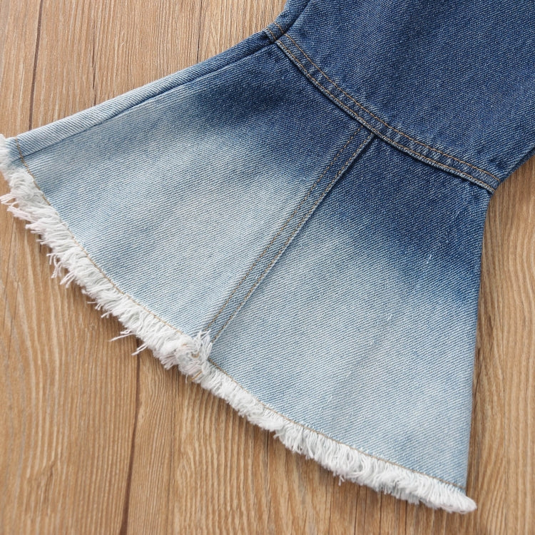 Girls Ruffled Camisole Denim Flared Pants Two-piece Suit