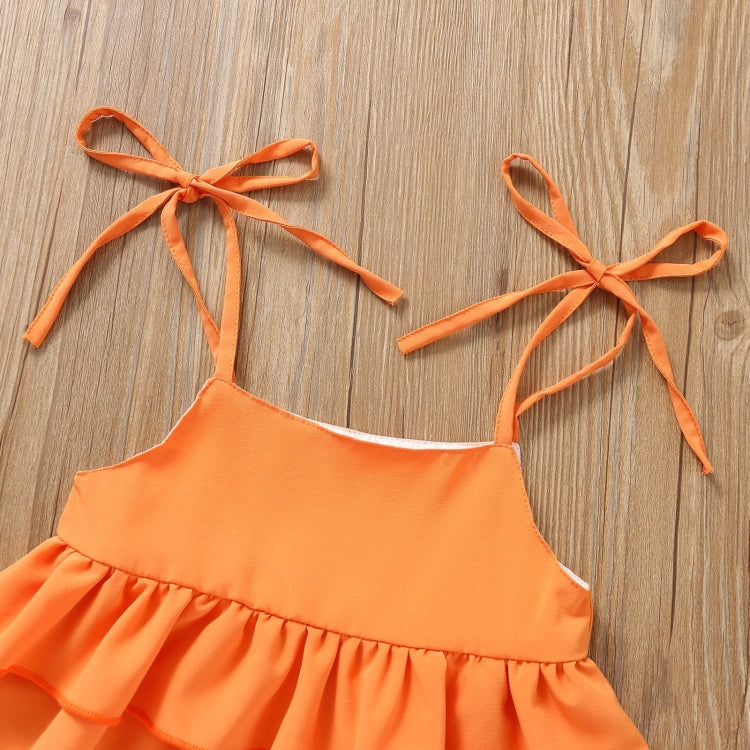 Girls Ruffled Camisole Denim Flared Pants Two-piece Suit