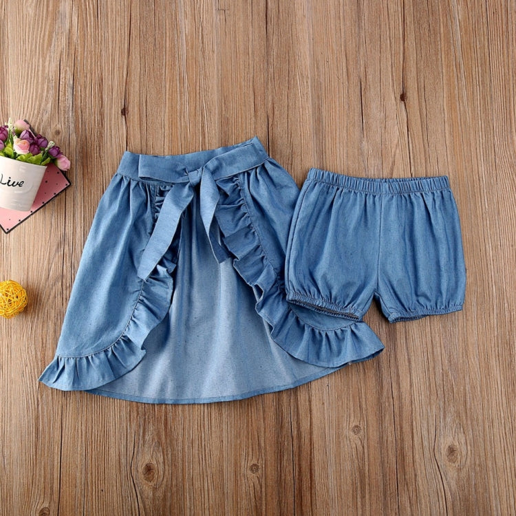 Girls Polka Dot Sling Top Lace-up Dovetail Skirt Shorts Three-piece Suit