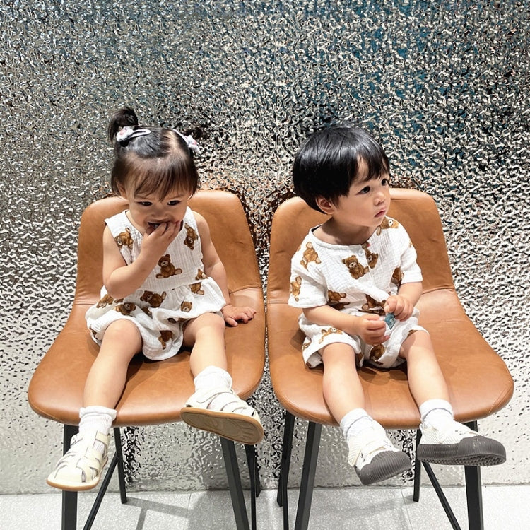 Children Cotton Linen Shorts Air-conditioning Clothes Two-piece Suit