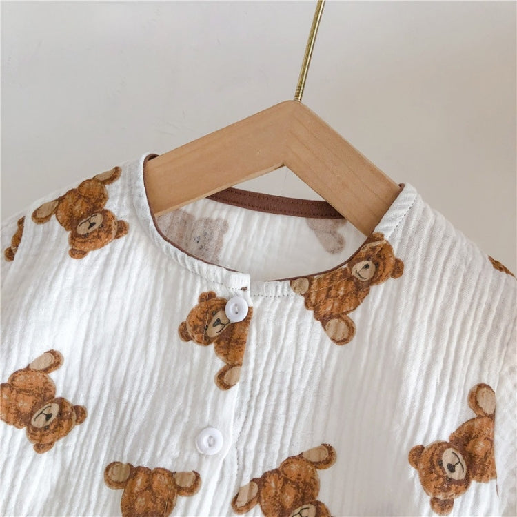 Children Cotton Linen Sleeveless Tops Shorts Air-conditioning Clothes Two-piece Suit