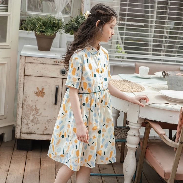 Girls Orinted Puff Short Sleeve Dress