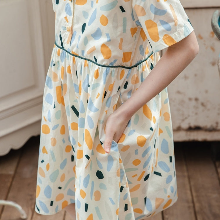 Girls Orinted Puff Short Sleeve Dress