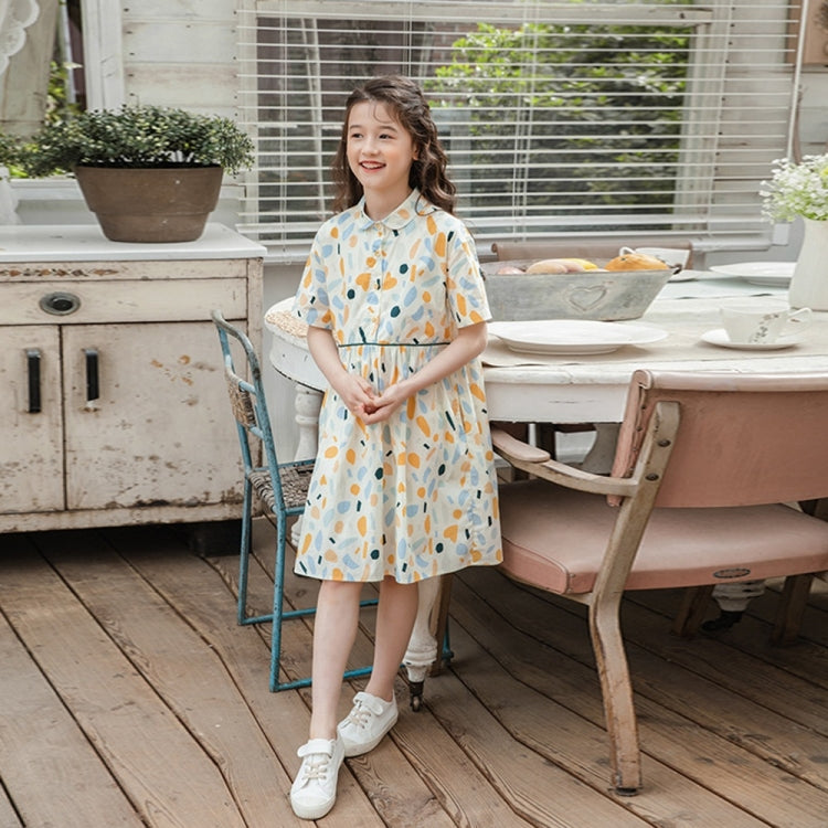 Girls Orinted Puff Short Sleeve Dress