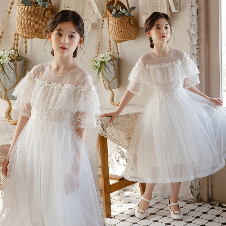 Girls Embroidered Lace Mesh Princess Dress
