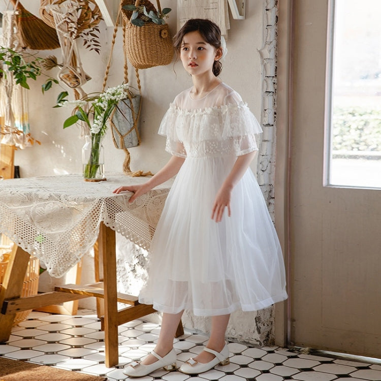 Girls Embroidered Lace Mesh Princess Dress