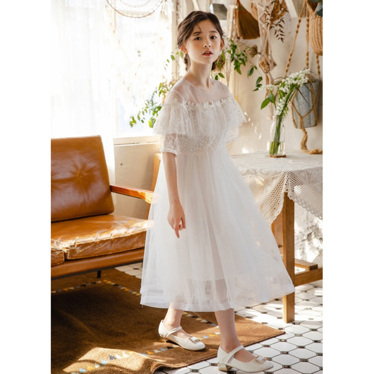 Girls Embroidered Lace Mesh Princess Dress
