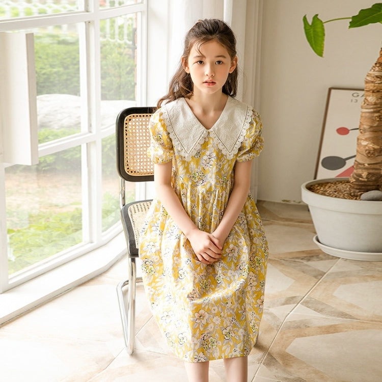 Girls Short-sleeved Forest Style Floral Dress