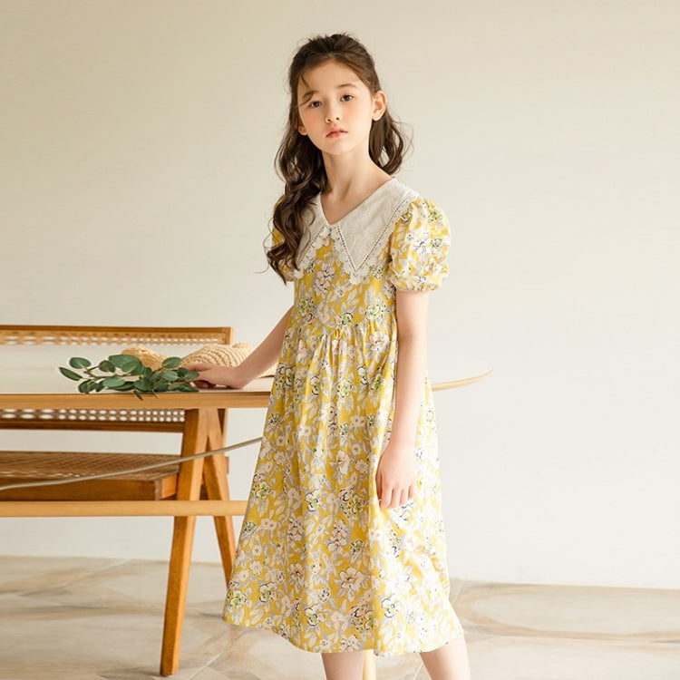 Girls Short-sleeved Forest Style Floral Dress