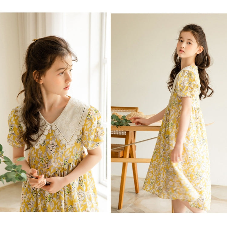 Girls Short-sleeved Forest Style Floral Dress