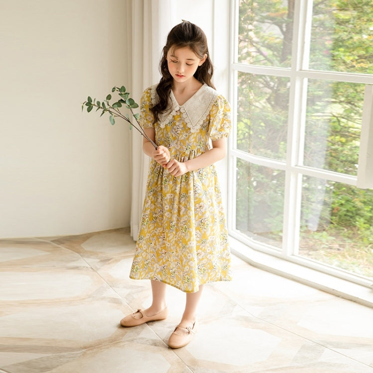 Girls Short-sleeved Forest Style Floral Dress