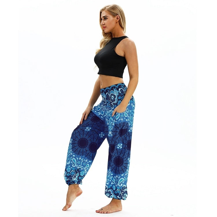 Women printed sports loose yoga pants