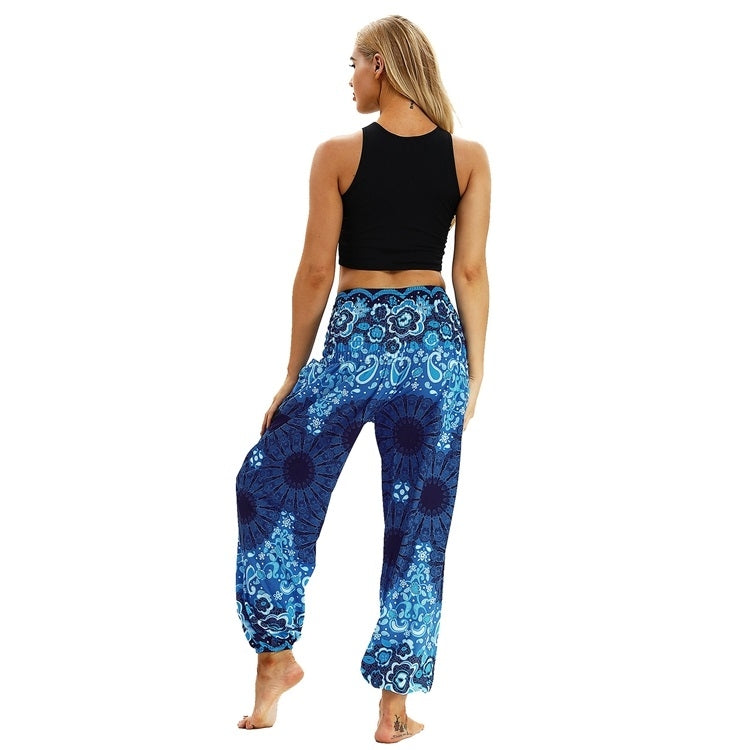 Women printed sports loose yoga pants