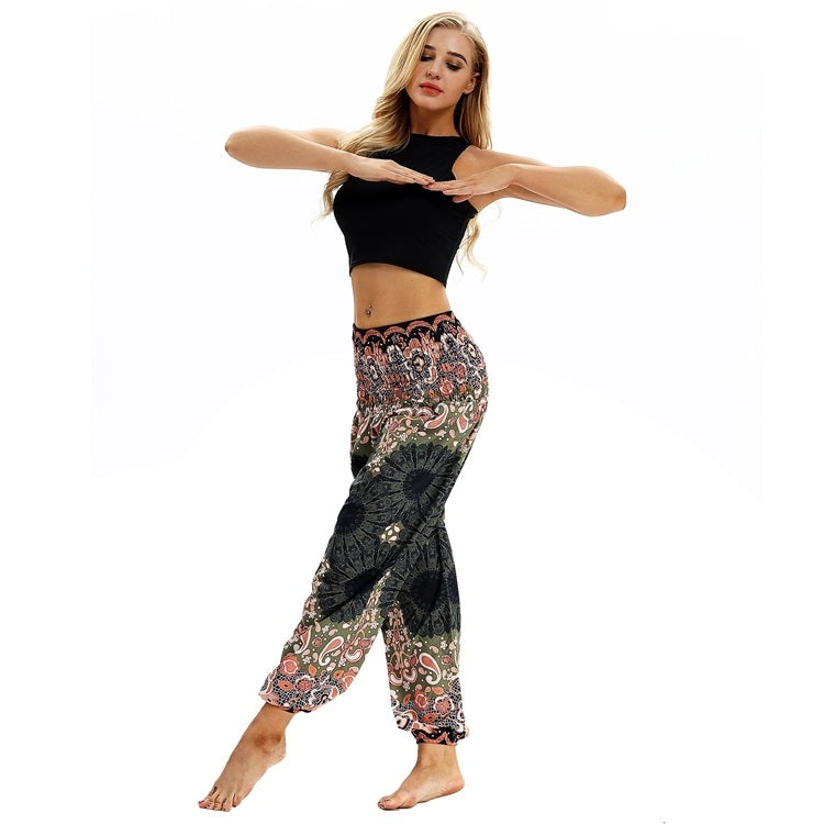 Women printed sports loose yoga pants
