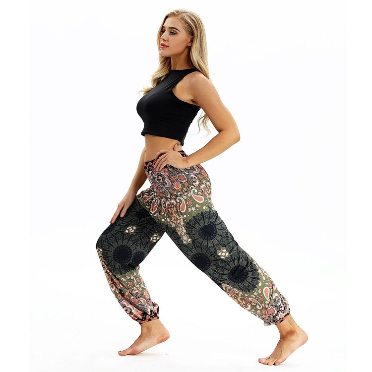 Women printed sports loose yoga pants
