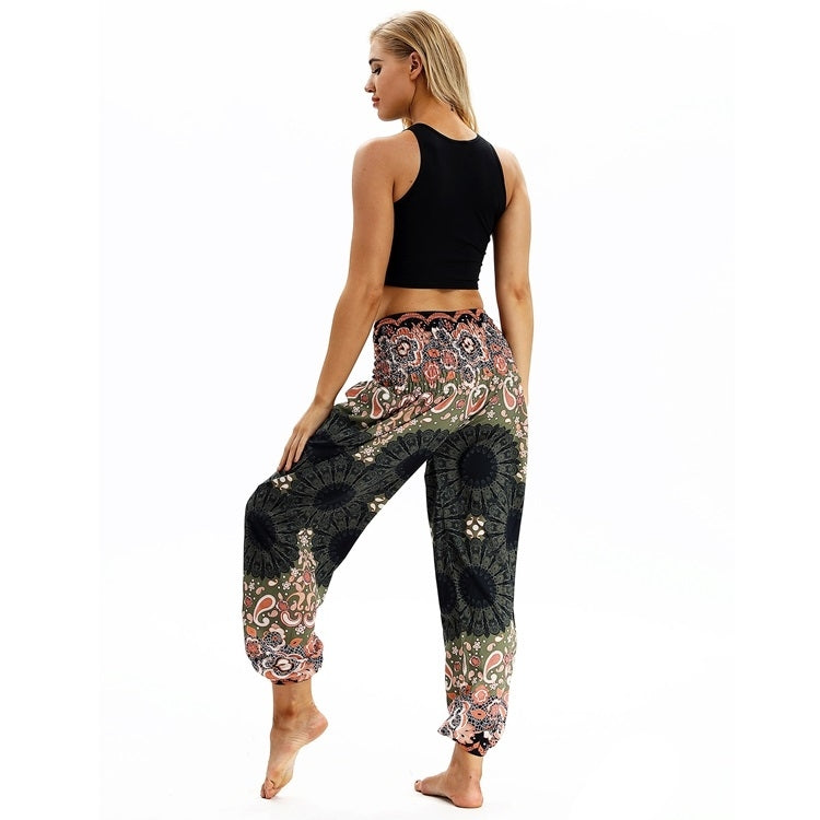 Women printed sports loose yoga pants