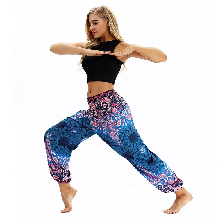 Women printed sports loose yoga pants