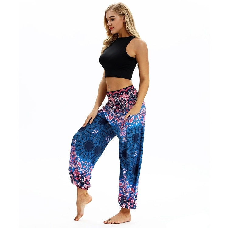 Women printed sports loose yoga pants