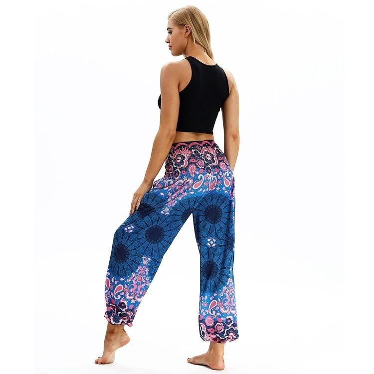 Women printed sports loose yoga pants