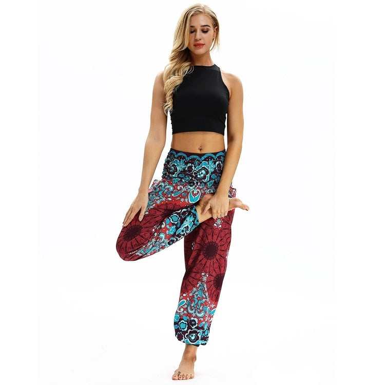 Women printed sports loose yoga pants