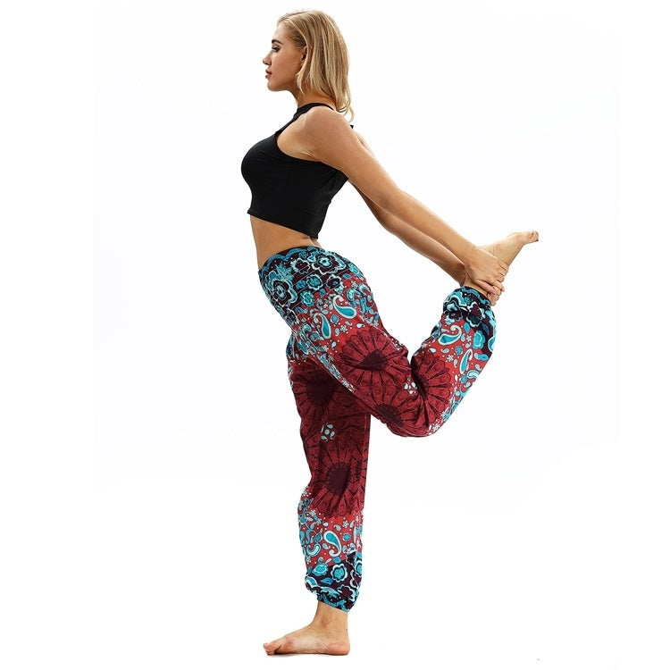 Women printed sports loose yoga pants