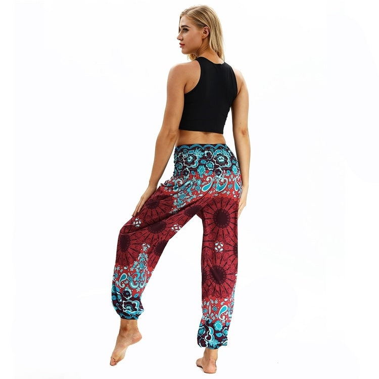 Women printed sports loose yoga pants