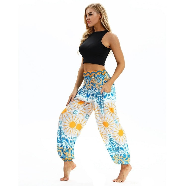 Women printed sports loose yoga pants