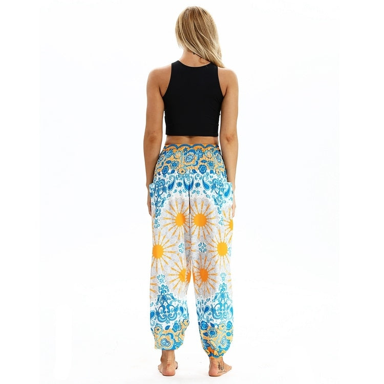 Women printed sports loose yoga pants