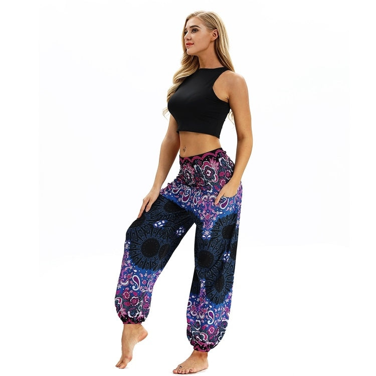 Women printed sports loose yoga pants