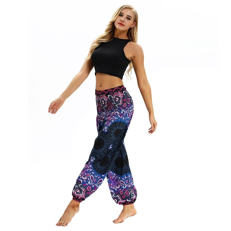 Women printed sports loose yoga pants
