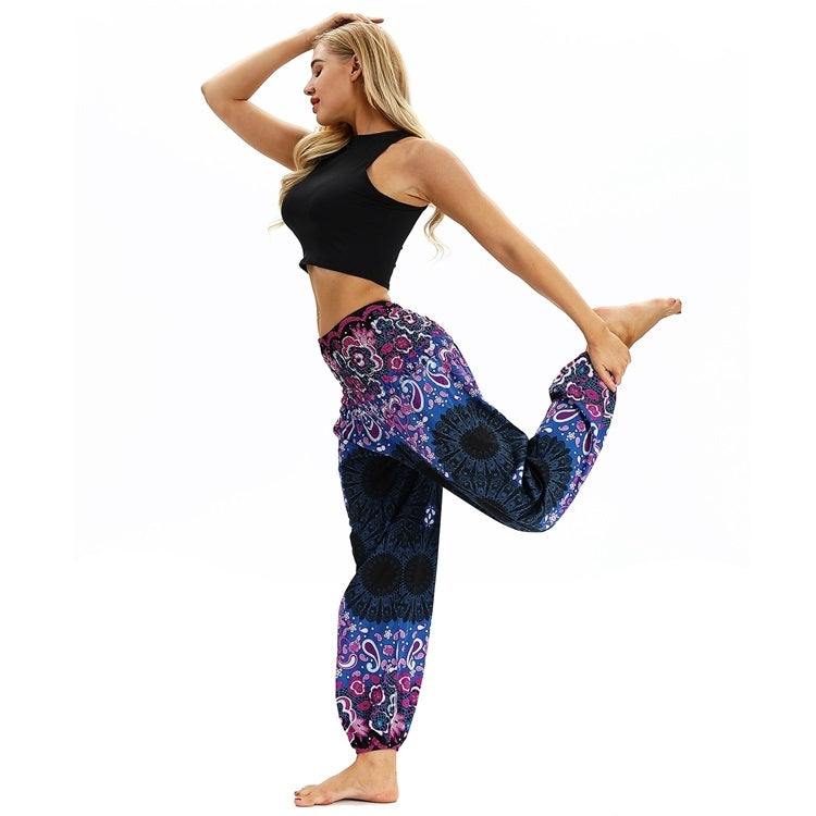 Women printed sports loose yoga pants