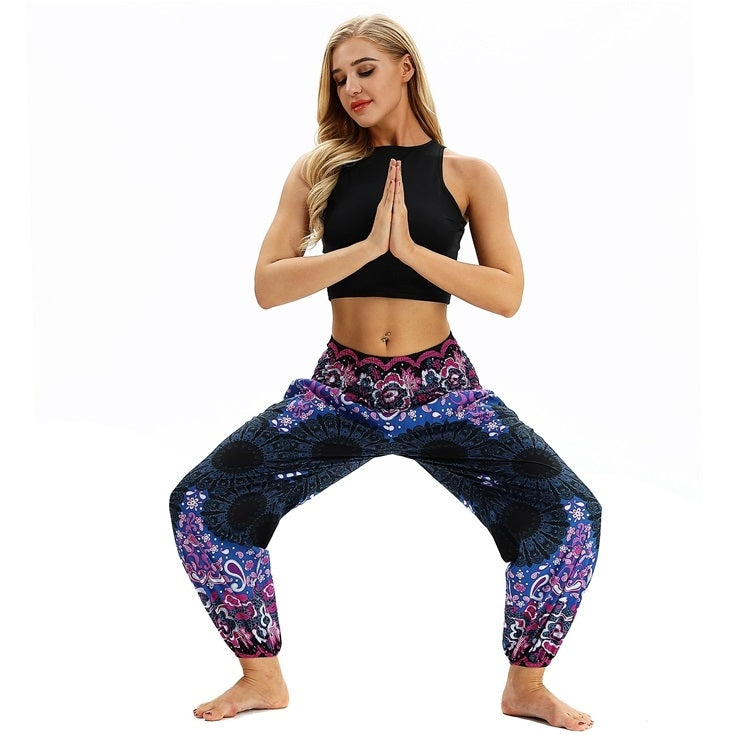 Women printed sports loose yoga pants
