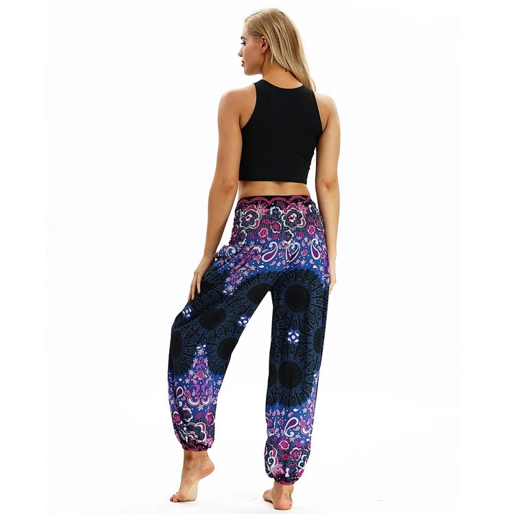 Women printed sports loose yoga pants
