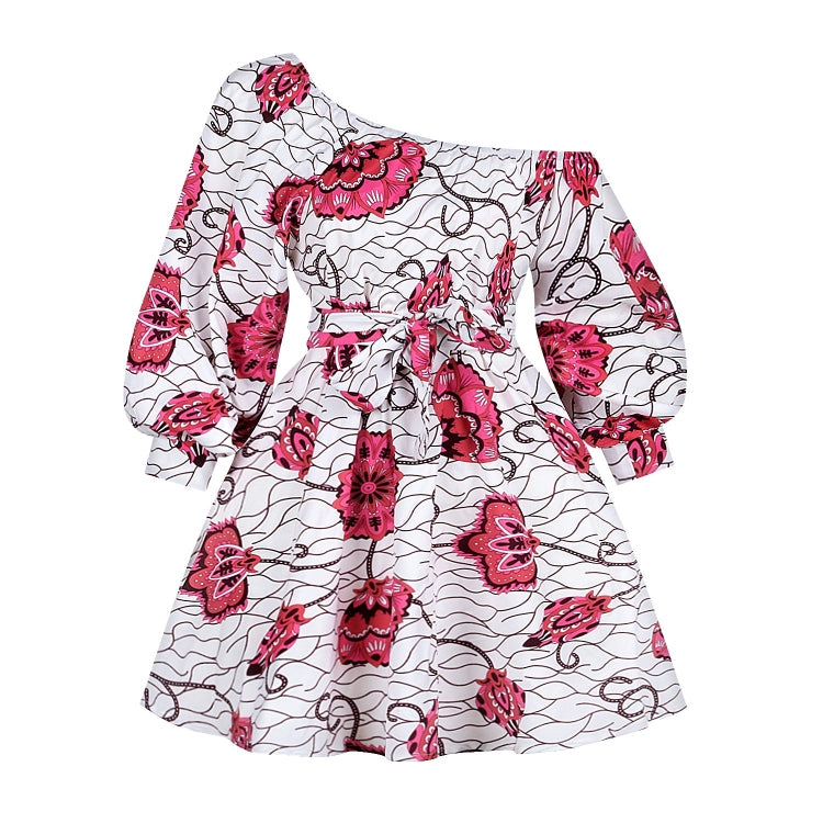 Ladies Slant Collar Sexy Long-sleeved Dress