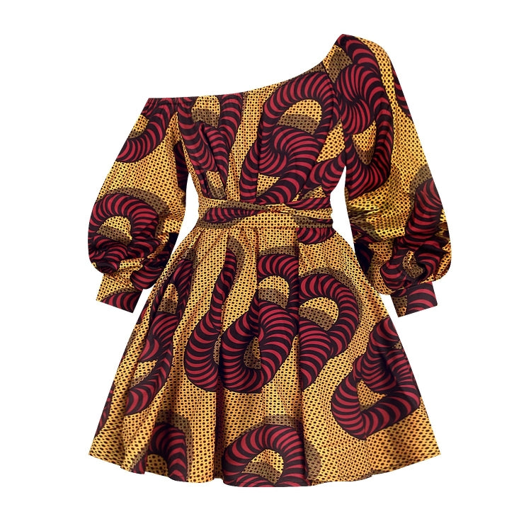 Ladies Slant Collar Sexy Long-sleeved Dress