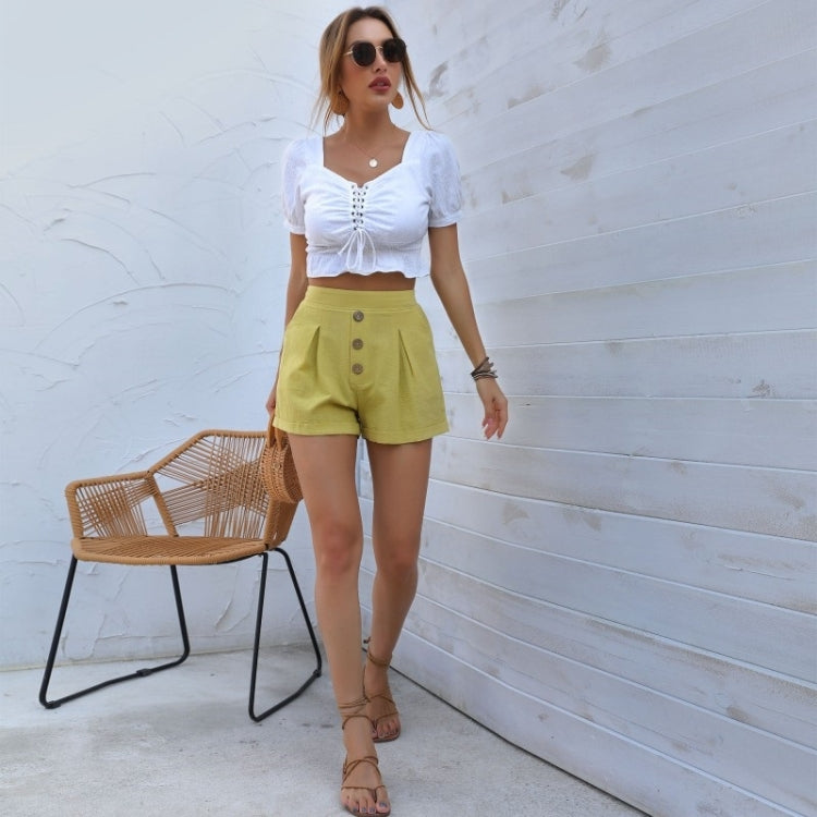 Cotton Linen Shorts Solid Color Casual Wide-leg Pants