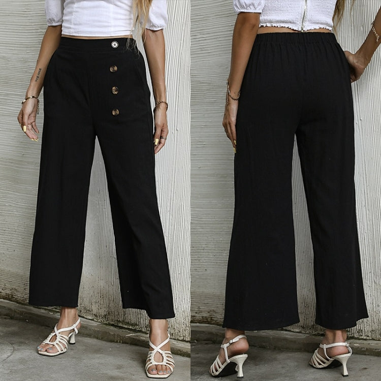 Women Solid Color Cropped Wide-leg Pants