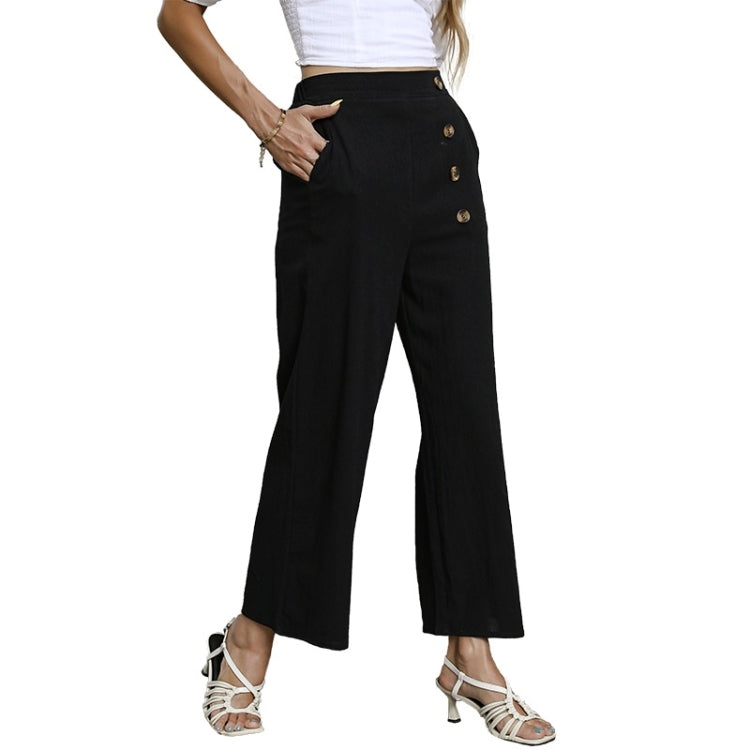 Women Solid Color Cropped Wide-leg Pants
