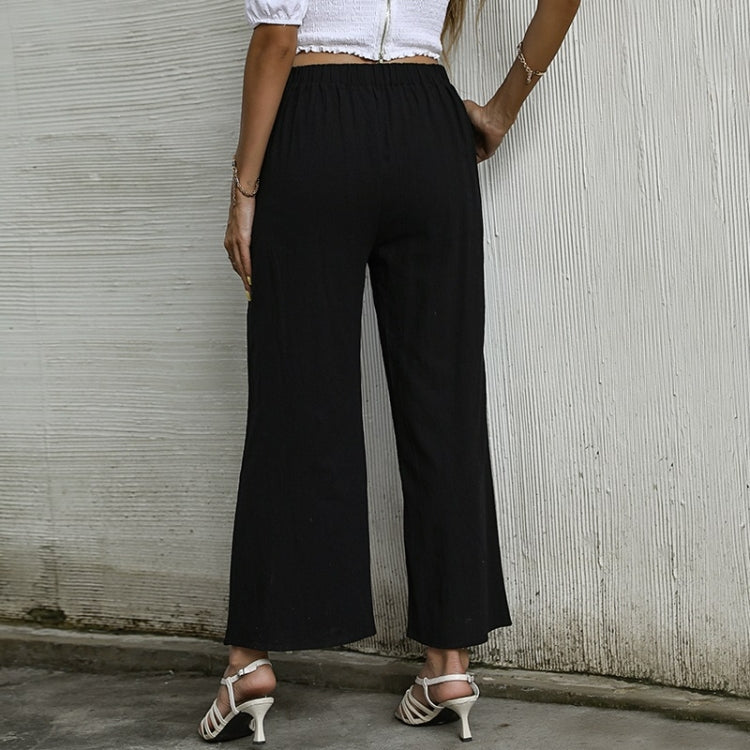 Women Solid Color Cropped Wide-leg Pants