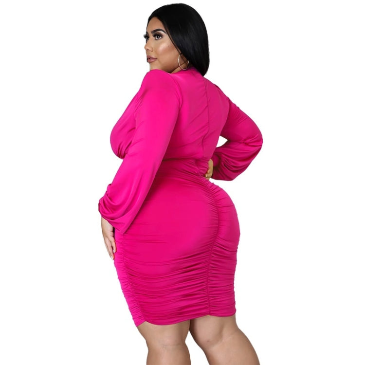 Solid Color Buttocks Sexy Plus Size Dress