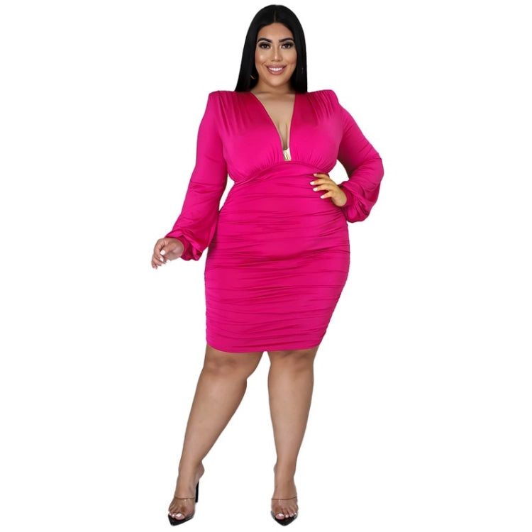 Solid Color Buttocks Sexy Plus Size Dress