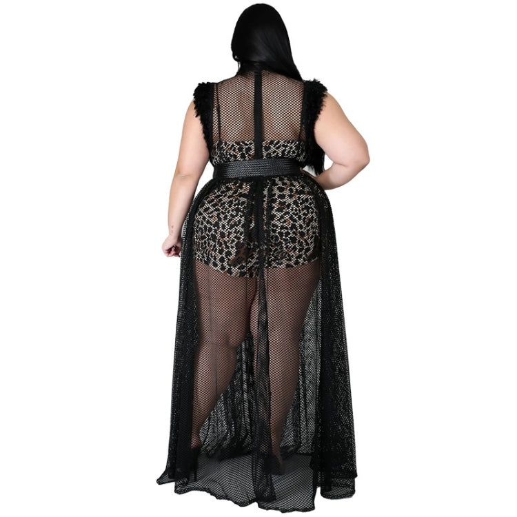 See-through Sexy Net Yarn Plus Size Dress Two-piece Suit
