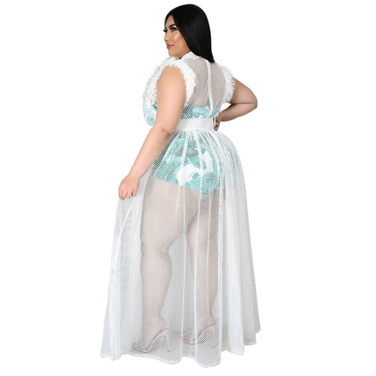 See-through Sexy Net Yarn Plus Size Dress Two-piece Suit