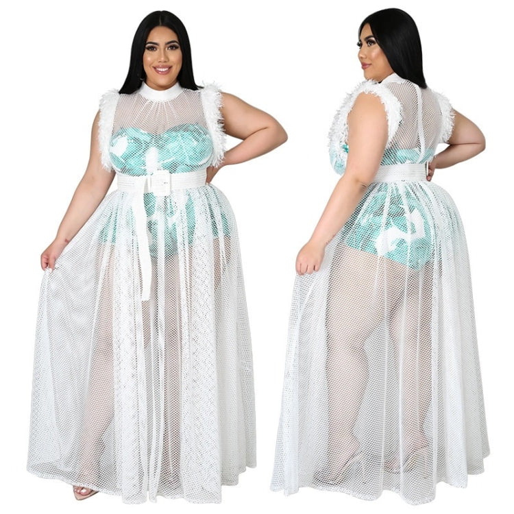 See-through Sexy Net Yarn Plus Size Dress Two-piece Suit