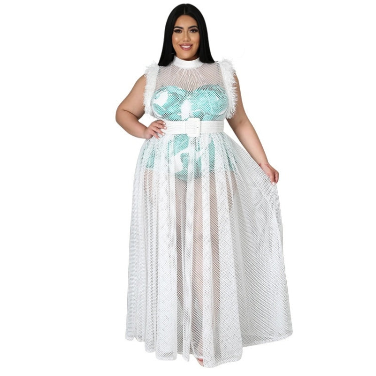 See-through Sexy Net Yarn Plus Size Dress Two-piece Suit