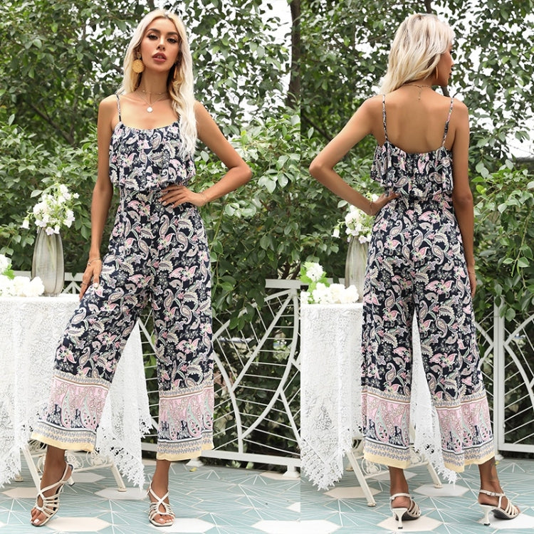 Women Chiffon-wrapped Breast-shaped Sling Trousers Jumpsuit